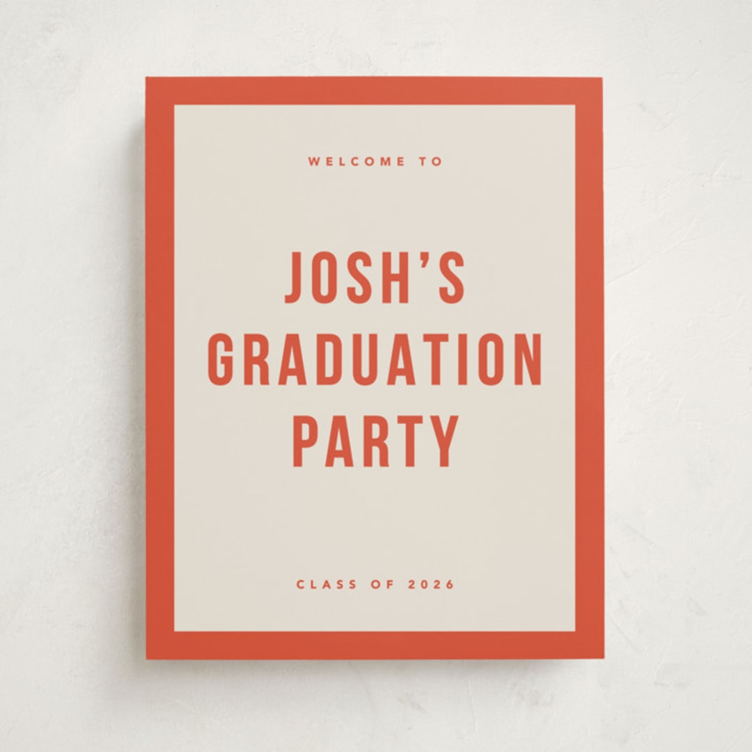 "Poster Type" - Graduation Welcome Signs in Tangerine by Robert and Stella - Front