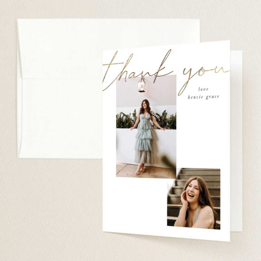 "Simple + Script" - Graduation Thank You Cards in Chalkboard by Kelly Watkins - Front