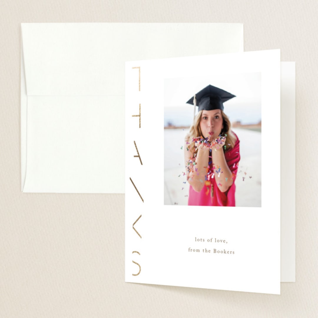 "Pansy" - Graduation Thank You Cards in Latte by Deynaaz Daraei - Front