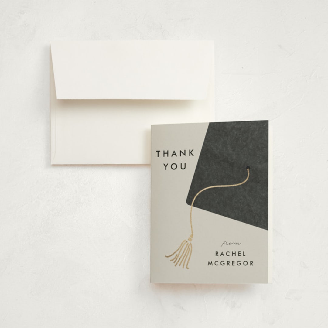 "Shimmering tassel" - Graduation Thank You Cards in Smoke by Catherine Culvenor - Front