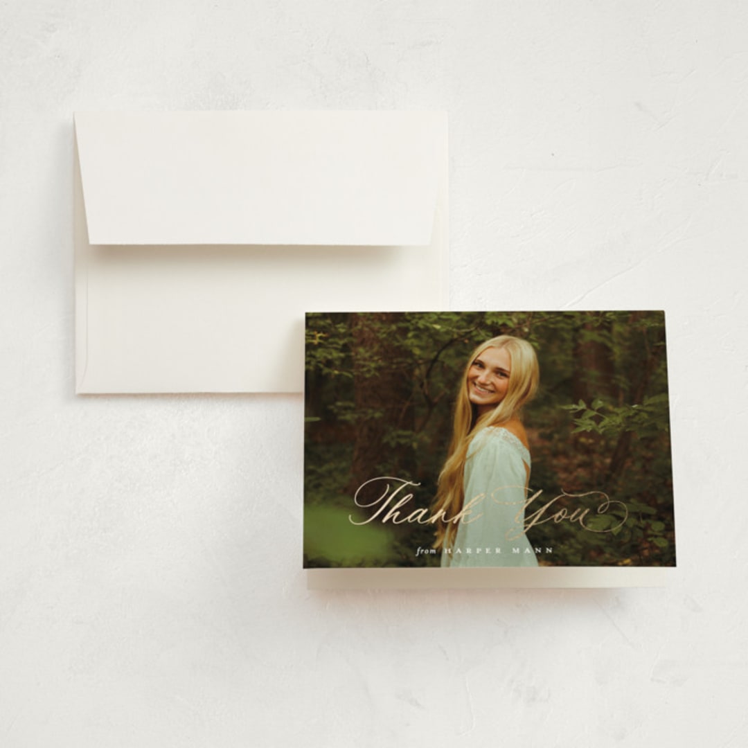 "Harper" - Graduation Thank You Cards in Snow by Sarah Curry - Front