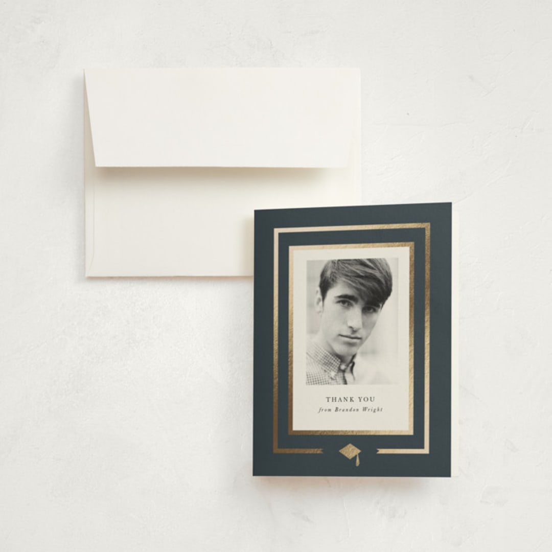 "Borders" - Graduation Thank You Cards in Graphite by Anna Elder - Front