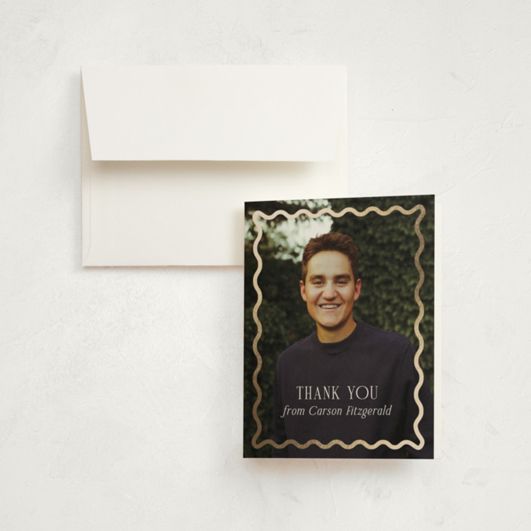 "Fun Border Frame" - Graduation Thank You Cards in Ice by Jackie Crawford - Front