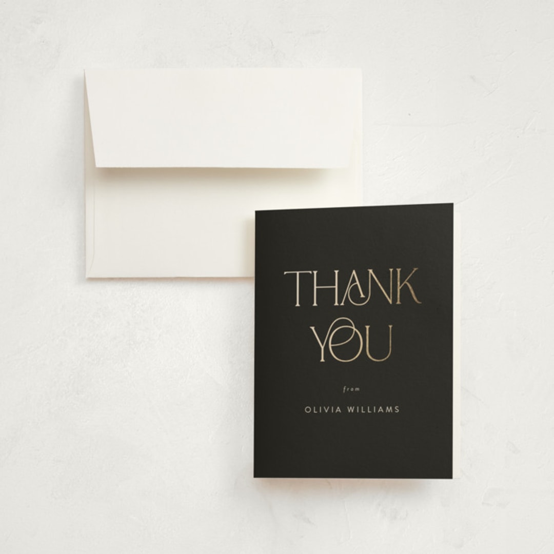 "Modern Elegance" - Graduation Thank You Cards in Midnight by Morgan Kendall - Front