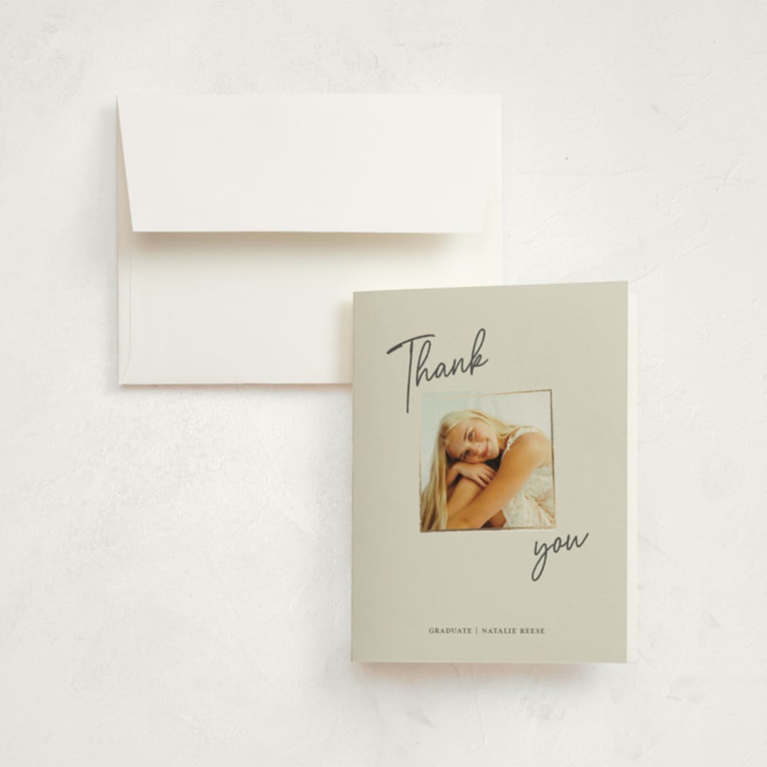 "A New Chapter" - Graduation Thank You Cards in Stone by Rachelle Clarke - Front