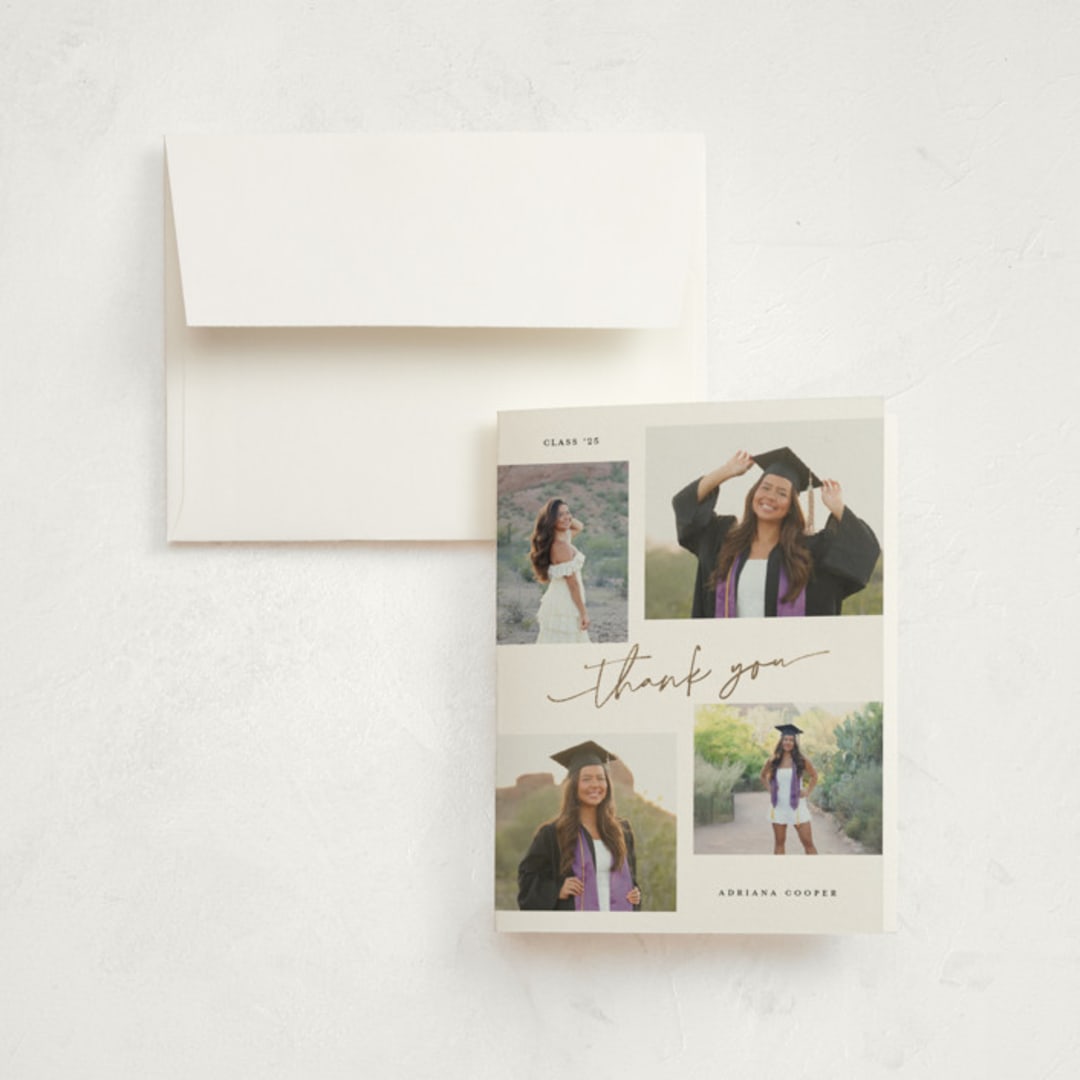 "minimal holiday gallery" - Graduation Thank You Cards in Snow by Sarah Curry - Front