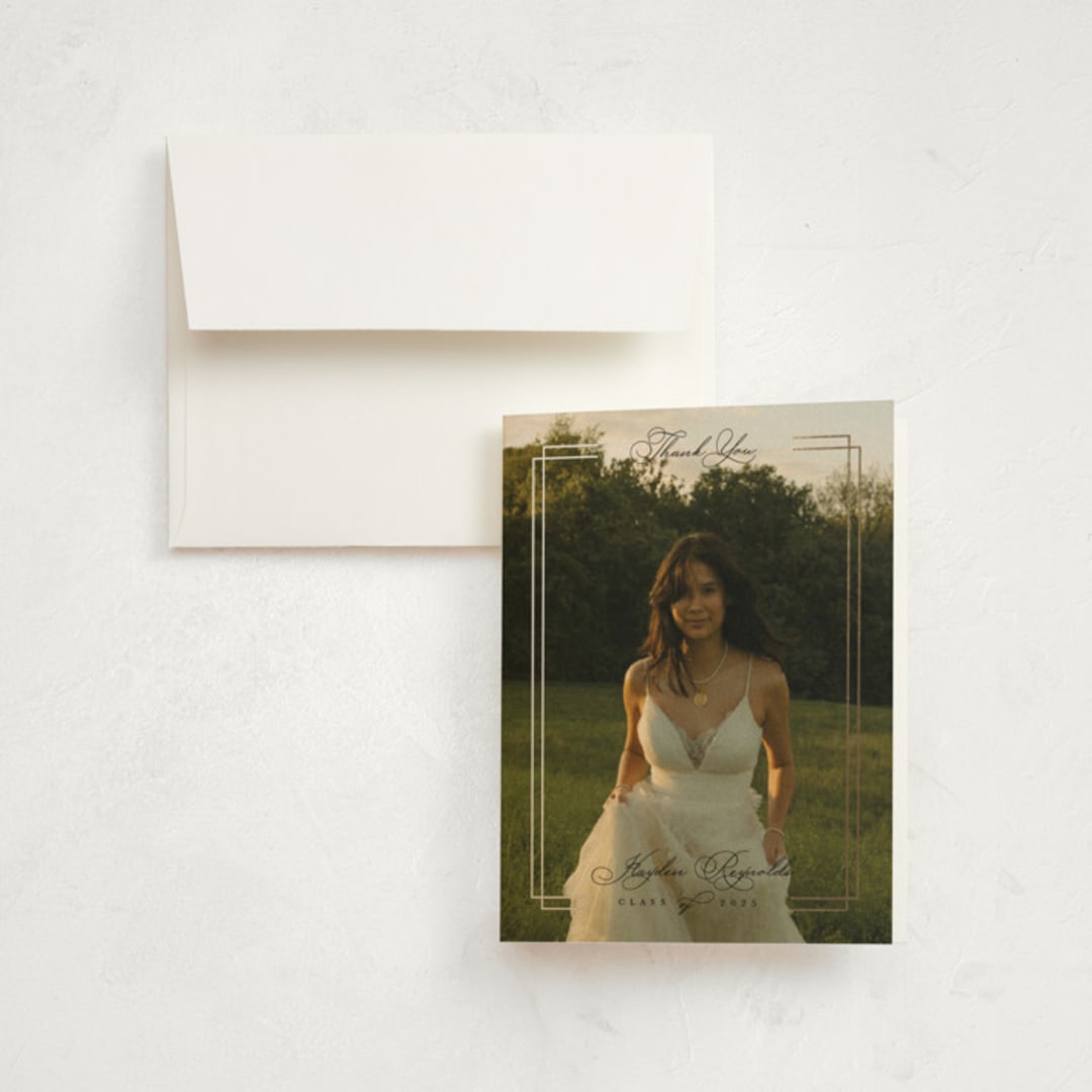 "Minimalist Elegance" - Graduation Thank You Cards in Ink by Ana de Sousa - Front