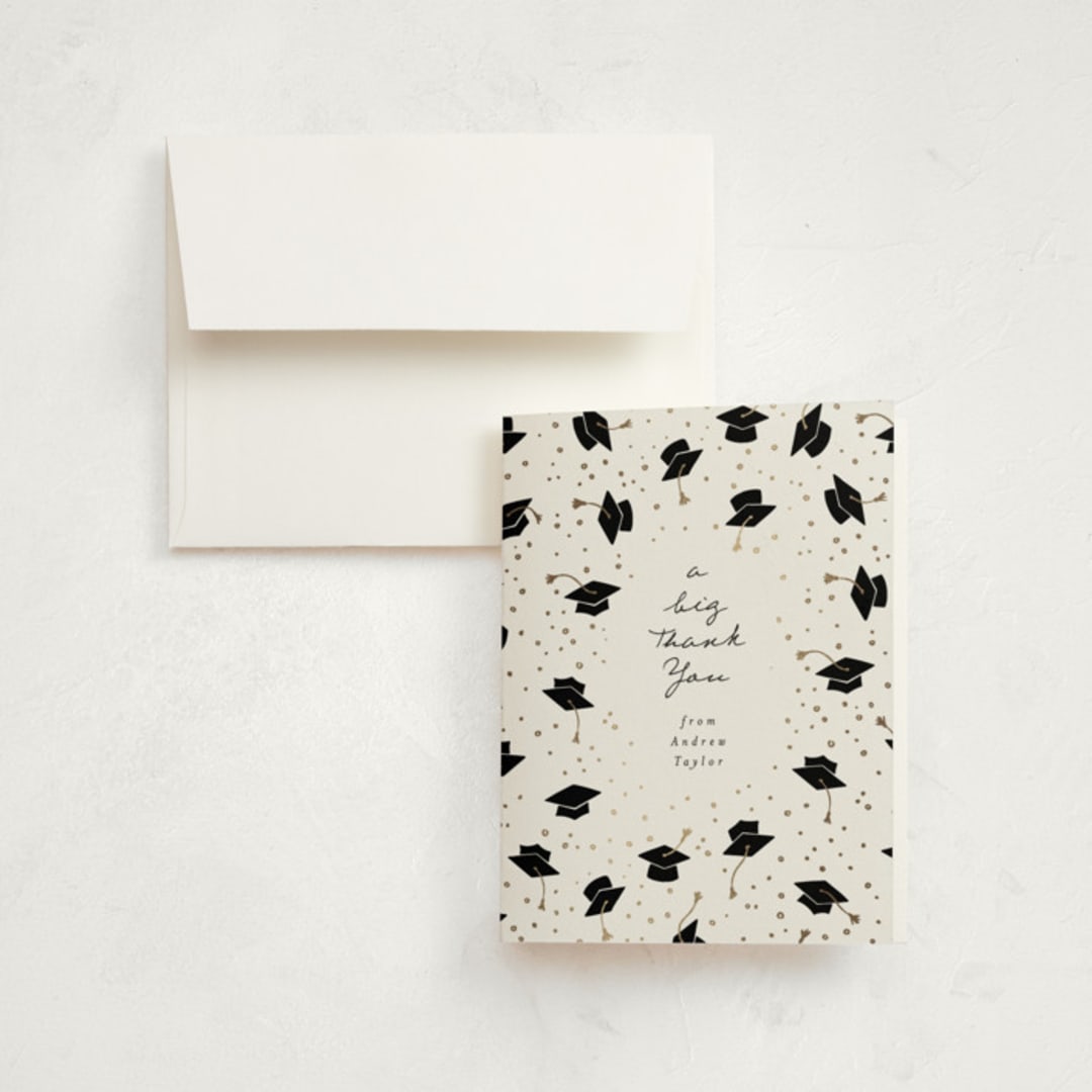 "Hat Fling" - Graduation Thank You Cards in Cloud by Alethea and Ruth - Front