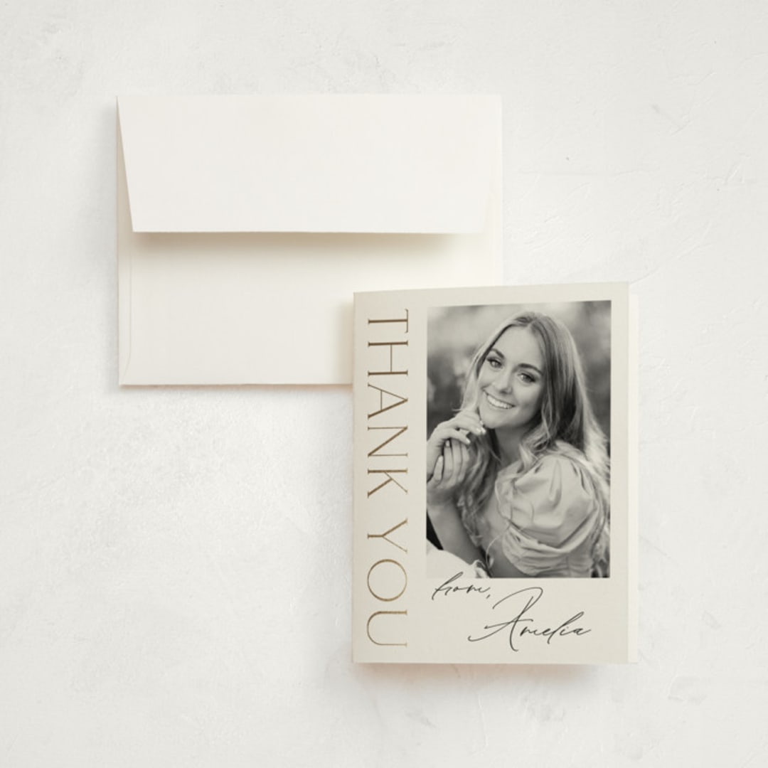 "Business Class" - Graduation Thank You Cards in Cotton by Ashlee Townsend - Front