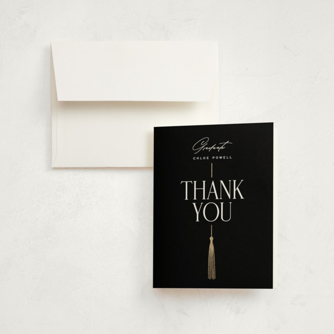 "Stacked tassel" - Graduation Thank You Cards in Ink by Jessica Corliss - Front