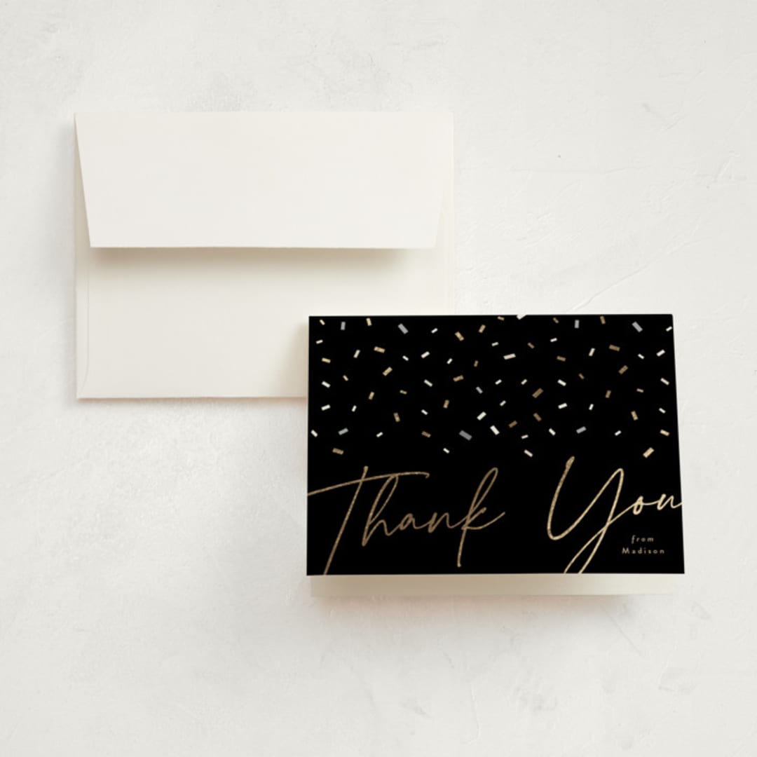 "tassel wrapped" - Graduation Thank You Cards in Onyx by Kamala Nahas - Front
