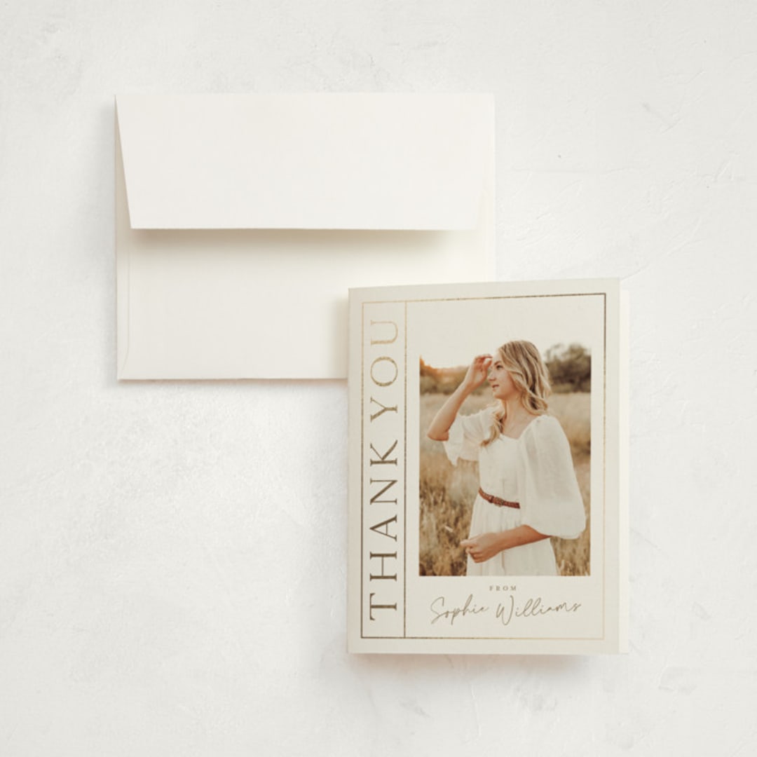 "Grad Grid" - Graduation Thank You Cards in Snow by Sarah Curry - Front