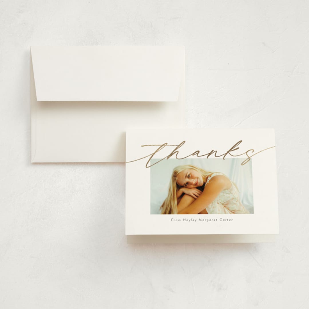 "Graduate Flow" - Graduation Thank You Cards in Snow by Meggy Masters - Front