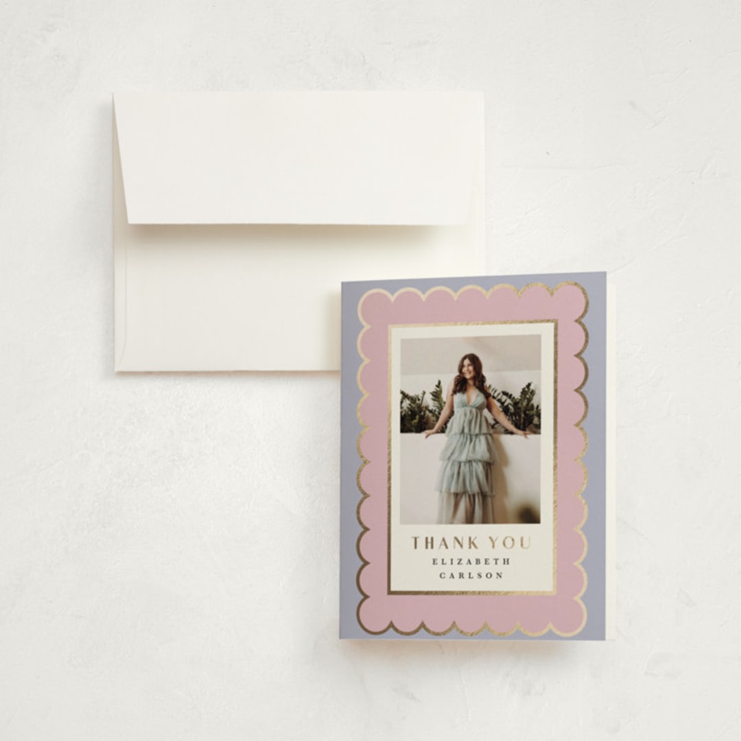 "Graduation Stamp" - Graduation Thank You Cards in Lavender by Maria Alou - Front
