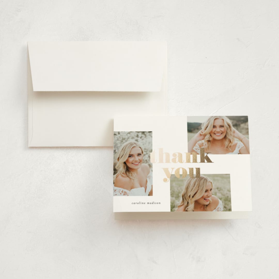 "staggered" - Graduation Thank You Cards in Cloud by Lauren Chism - Front