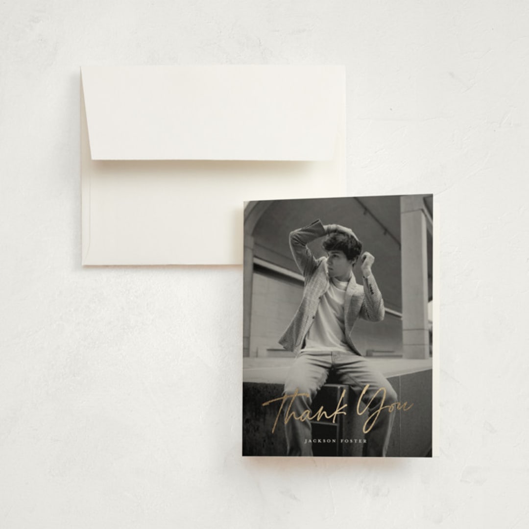 "Complete" - Graduation Thank You Cards in Snow by Michelle Taylor - Front