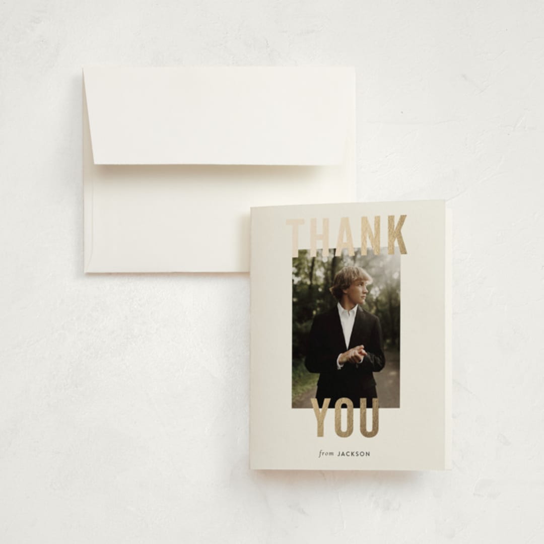 "Jax" - Graduation Thank You Cards in Cloud by Sara Hicks Malone - Front