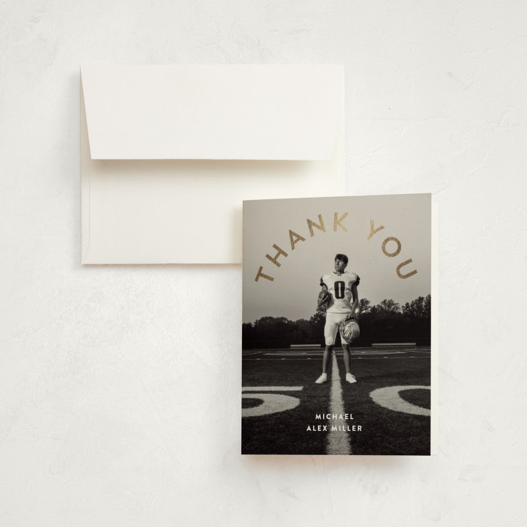"Classy Arch Grad" - Graduation Thank You Cards in Cloud by Kristin Oliversen - Front