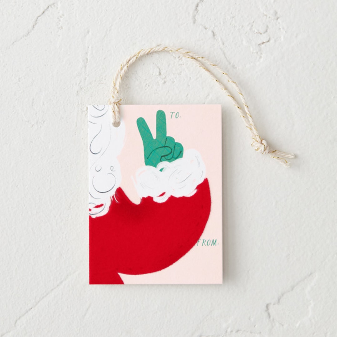 "Santa Peace" - Gift Tags in Santa Suit by Baumbirdy
