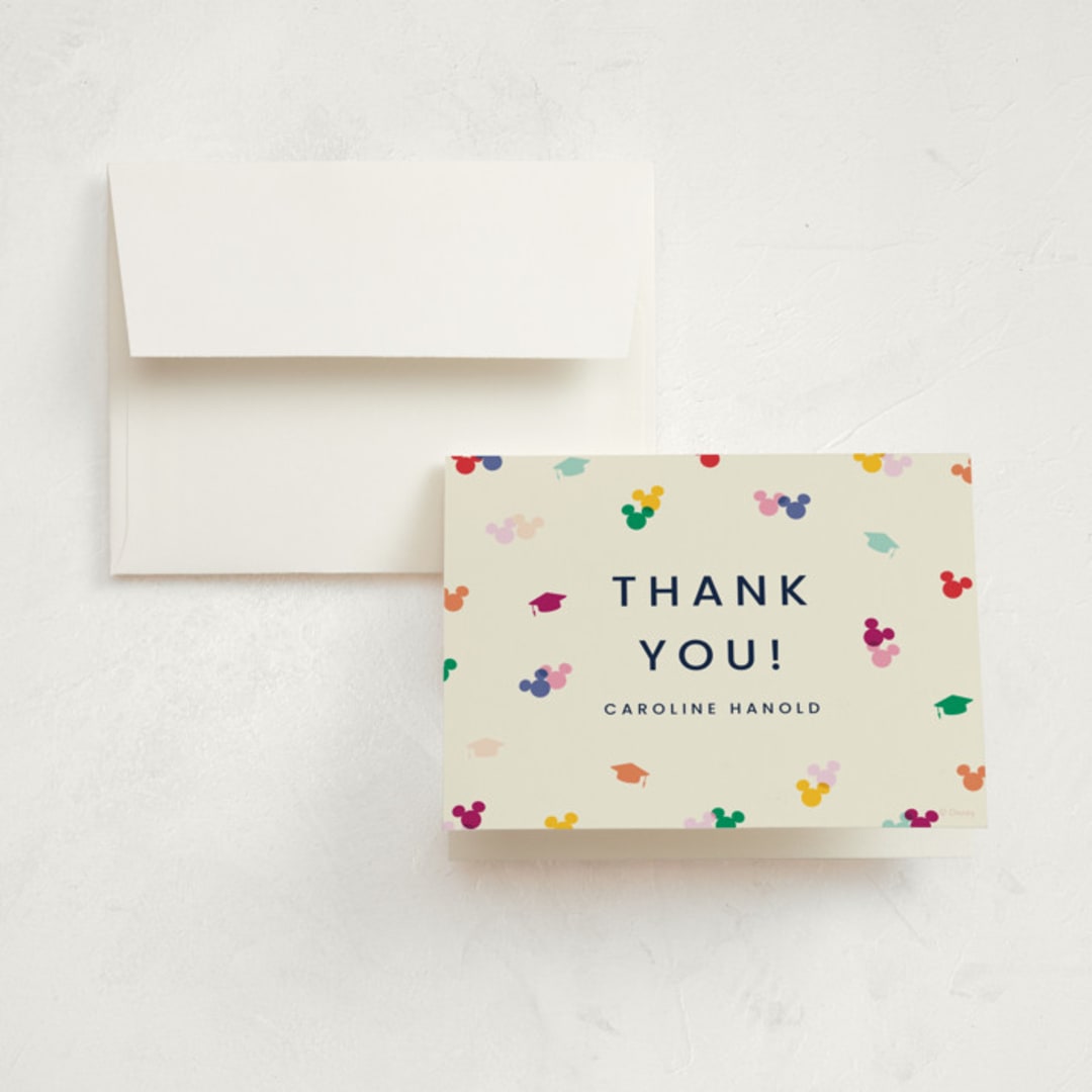 "Disney's Mickey Confetti" - Graduation Thank You Cards in Multi by Ellen Schlegelmilch - Front