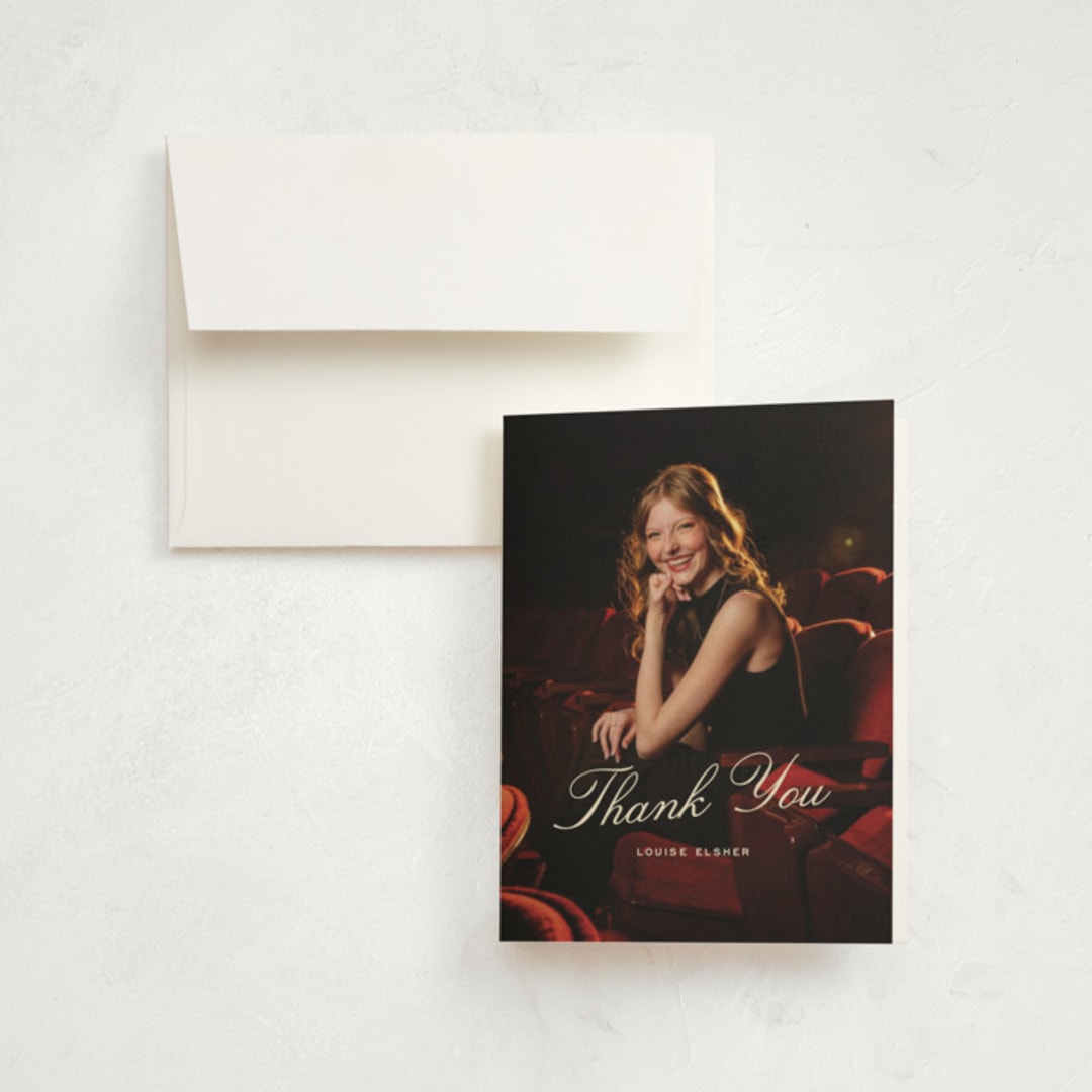 "Teather" - Graduation Thank You Cards in Champagne by Pati Cascino - Front