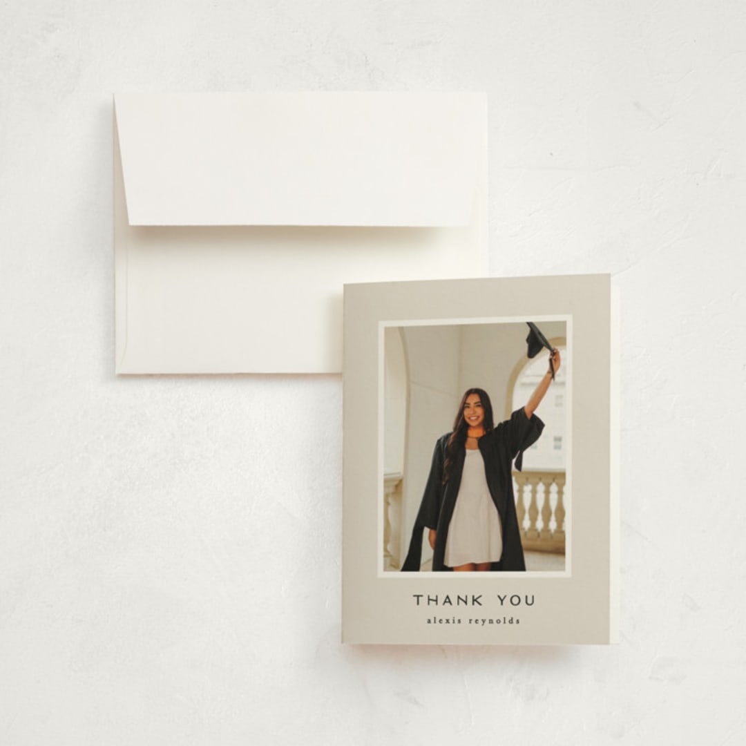 "Official Party" - Graduation Thank You Cards in Ecru by Hooray Creative - Front