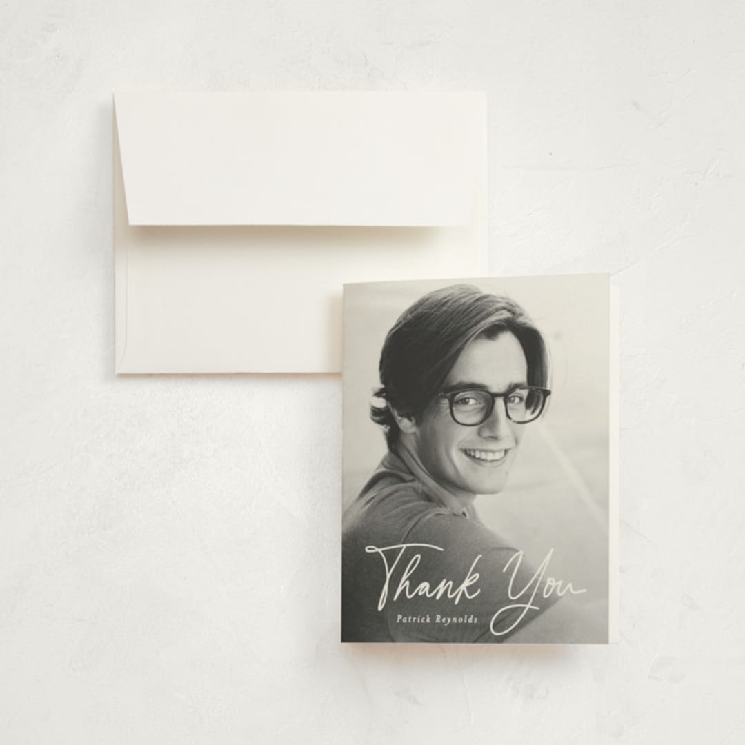 "Cap off" - Graduation Thank You Cards in Cotton by Creo Study - Front