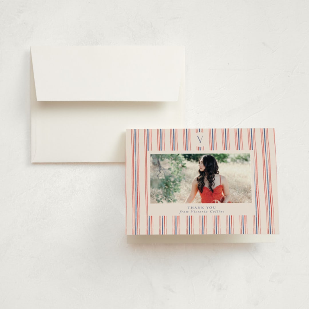 "Past and Future" - Graduation Thank You Cards in Navy by Claudia Orengo - Front