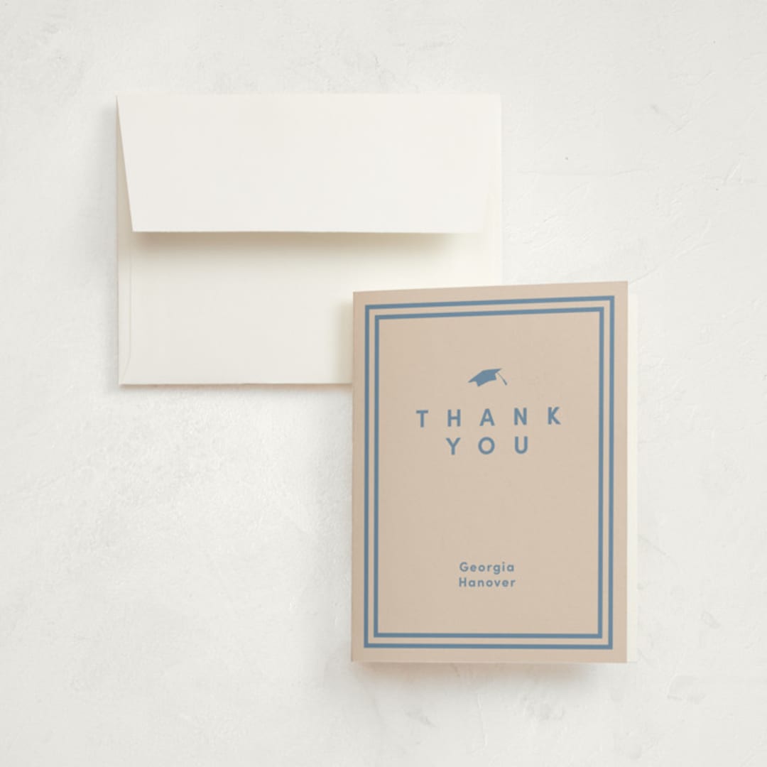 "Classically done" - Graduation Thank You Cards in Country Blue by Inkblot Design - Front