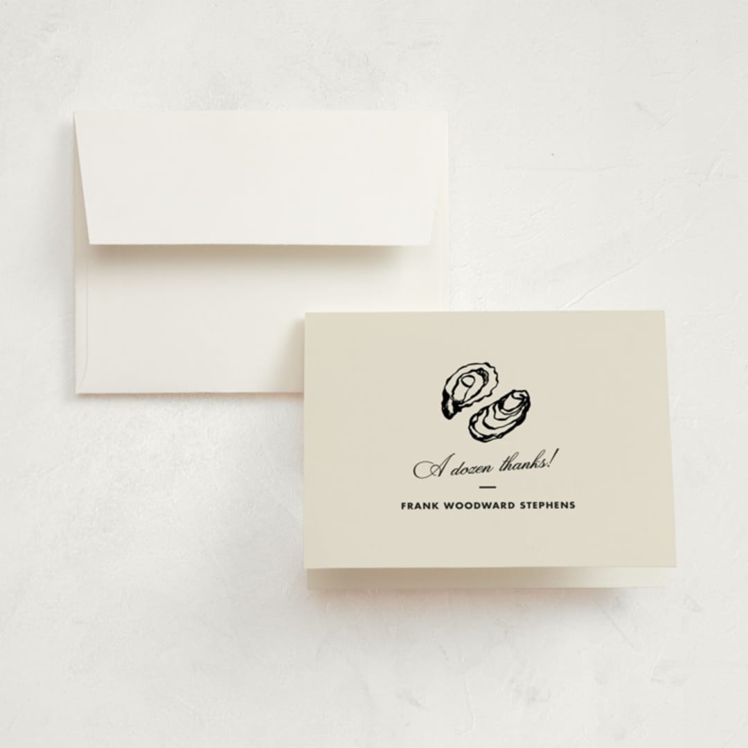 "Oyster" - Graduation Thank You Cards in Caviar by Megan Davis - Front