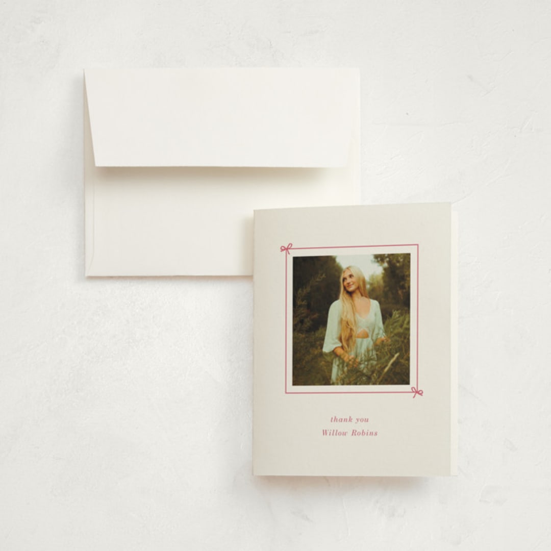 "PhotoBook" - Graduation Thank You Cards in Peony by Baumbirdy - Front
