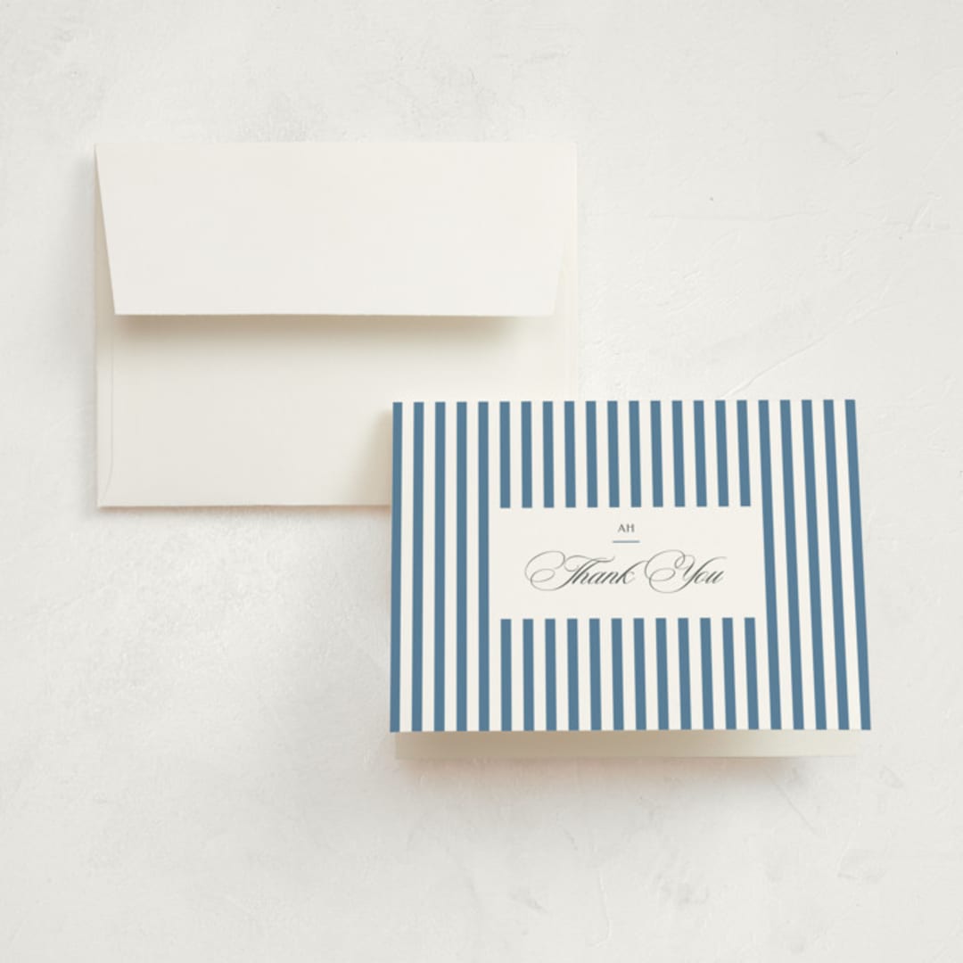 "Preppy Frame" - Graduation Thank You Cards in Navy by Owl and Toad - Front