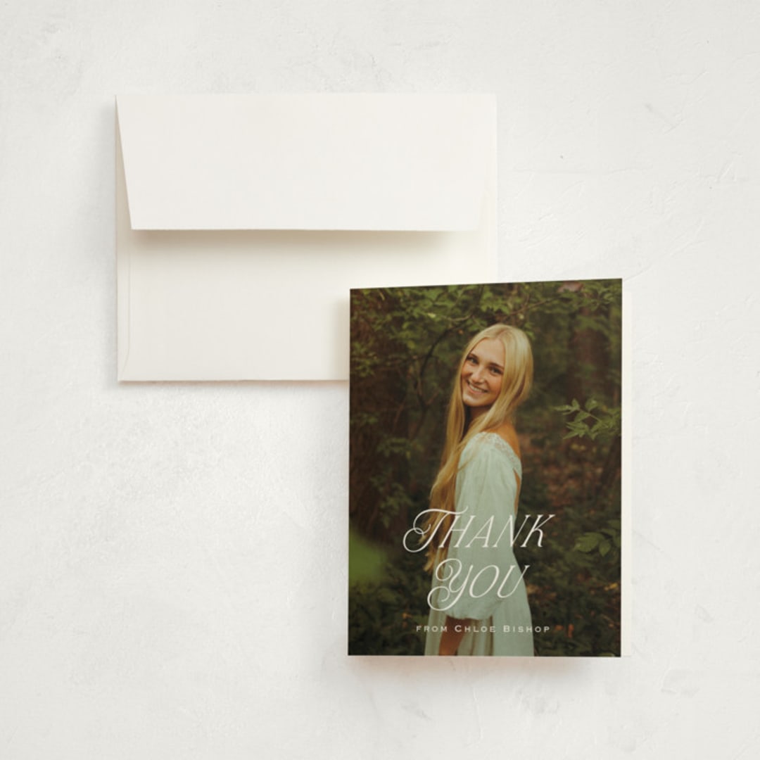 "Chic Name" - Graduation Thank You Cards in Cloud by Carolyn MacLaren - Front