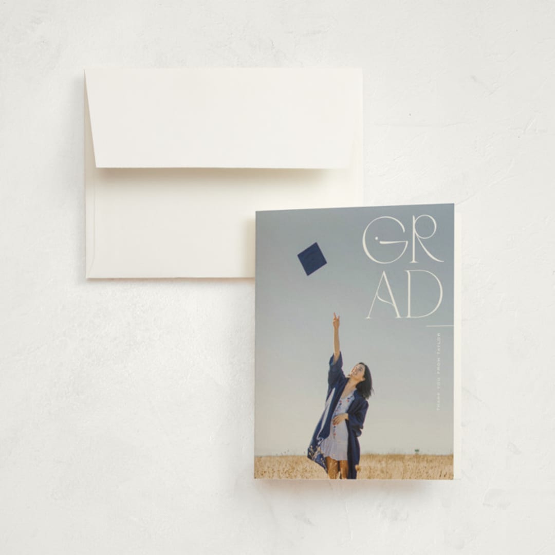 "Corner Year" - Graduation Thank You Cards in Snow by Jackie Crawford - Front