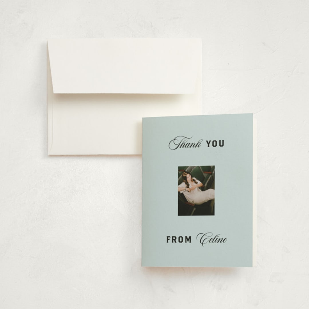 "Popular" - Graduation Thank You Cards in Sky by Claire - Front