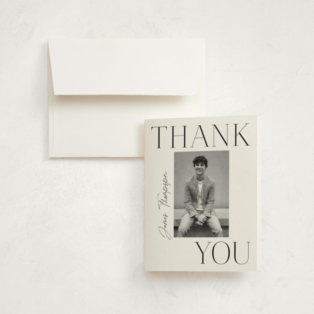 "Stacked" - Graduation Thank You Cards in Ivory by Monika Torun - Front