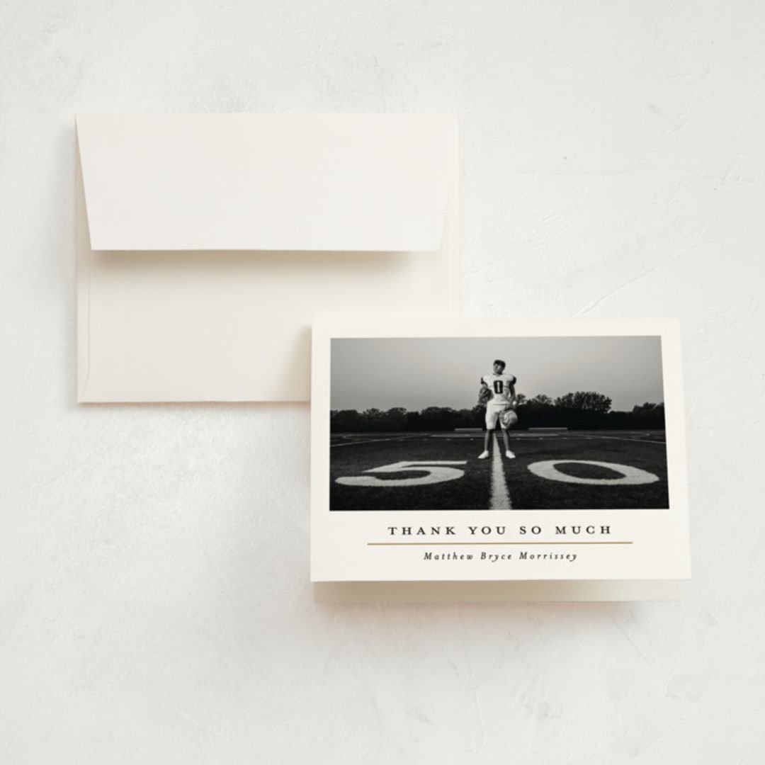 "Modern Grid" - Graduation Thank You Cards in Golden by Erica Krystek - Front