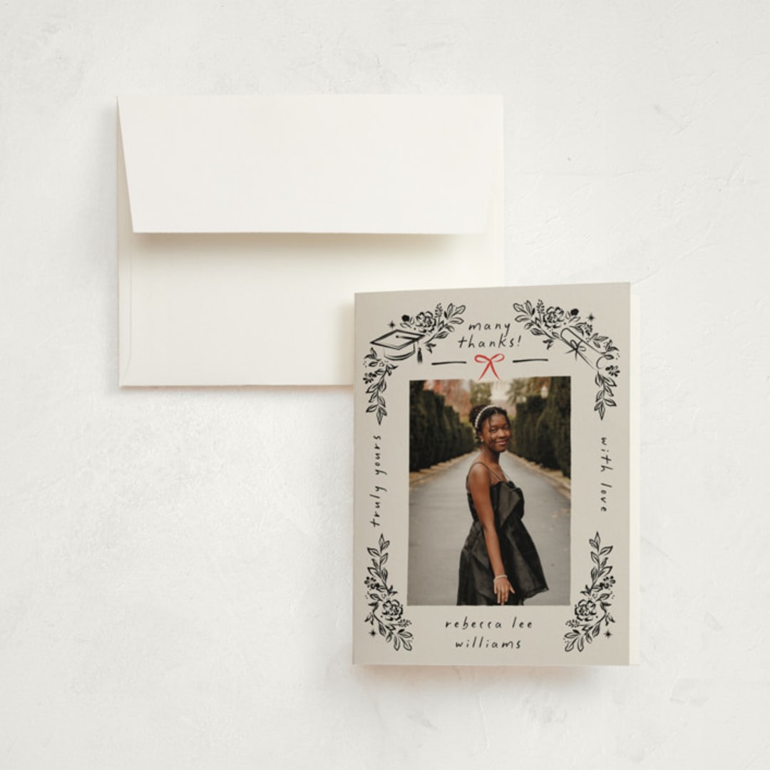 "Celebratory Frame" - Graduation Thank You Cards in Linen by Ana de Sousa - Front