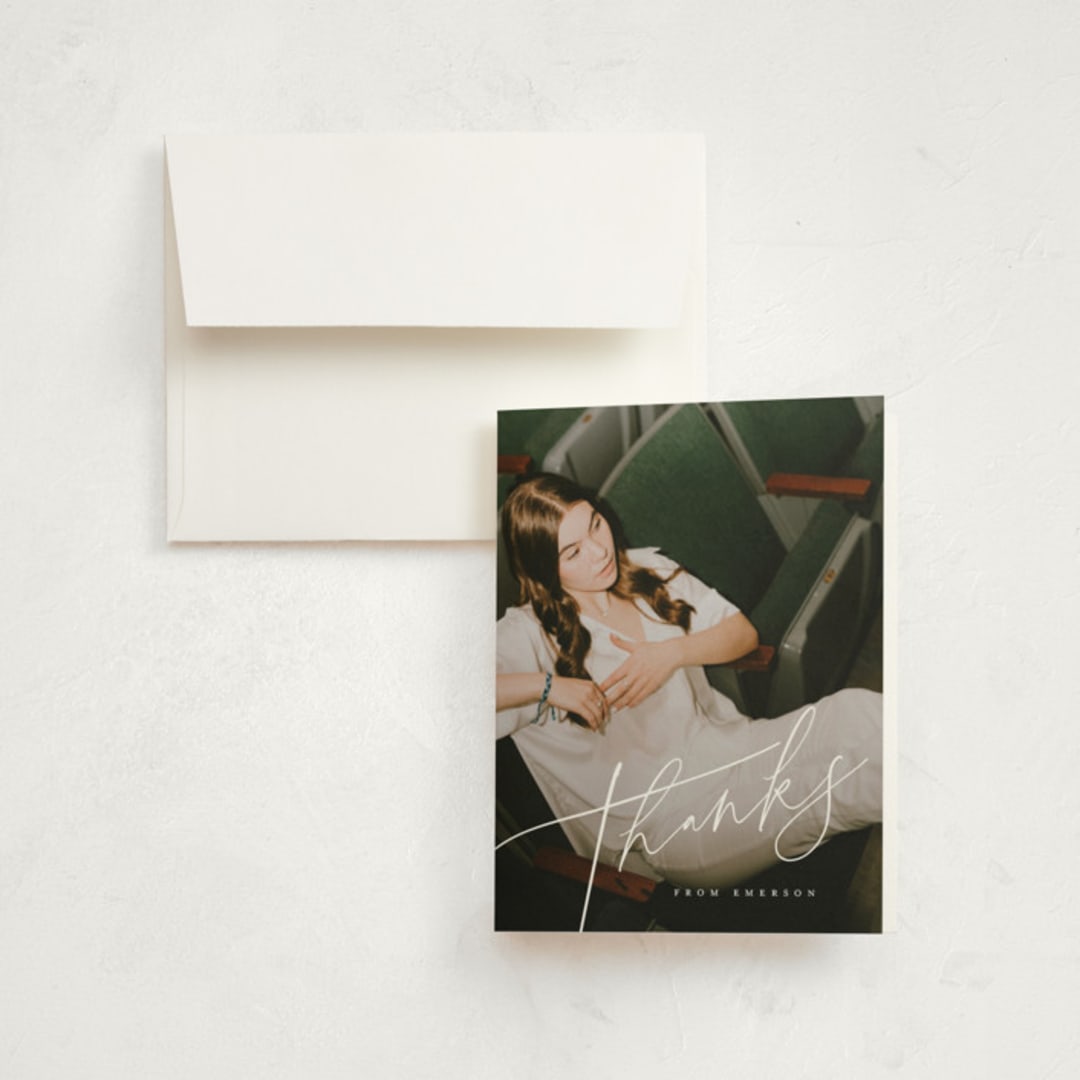 "Theatric" - Graduation Thank You Cards in Midnight by Christie Garcia - Front