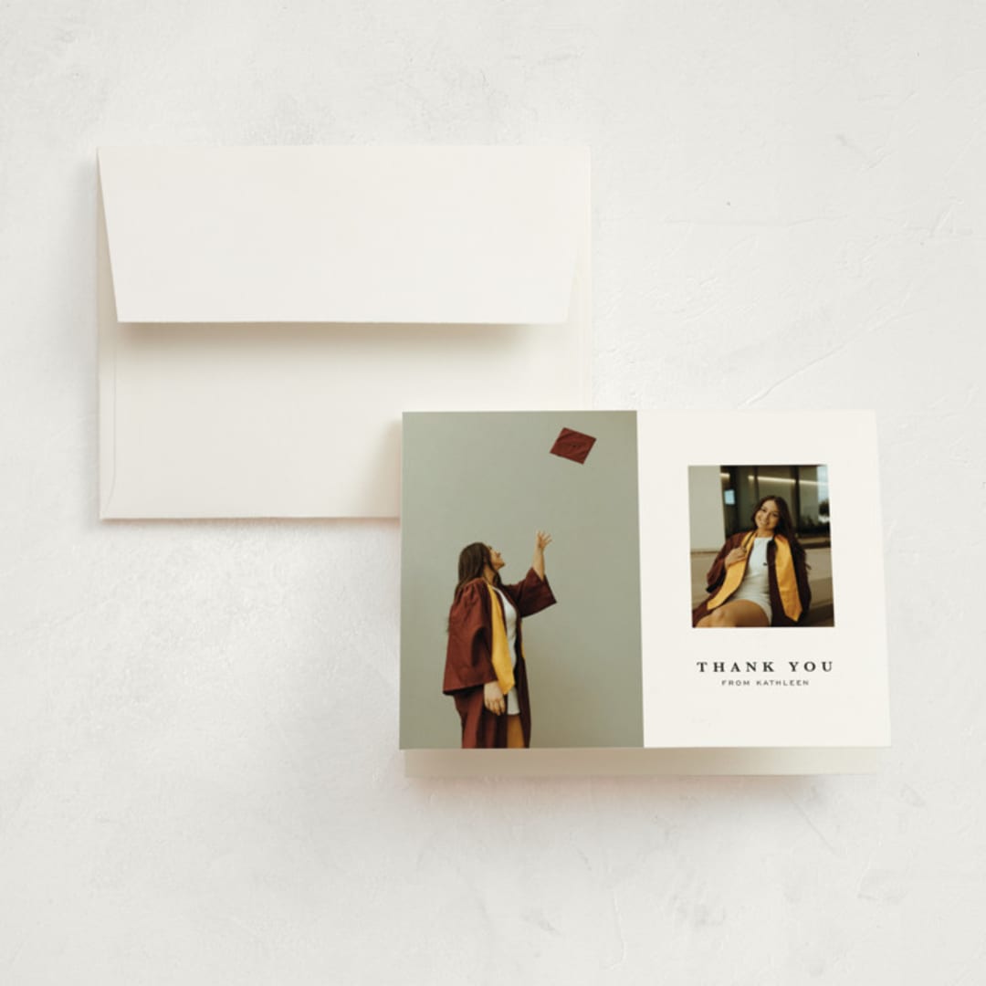 "Go Far" - Graduation Thank You Cards in Salt by Joyce Pinheiro - Front