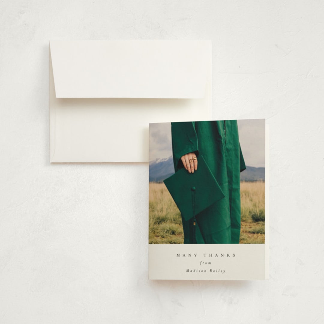 "Graduate Gallery" - Graduation Thank You Cards in Snow by Emily Sabol Goss - Front