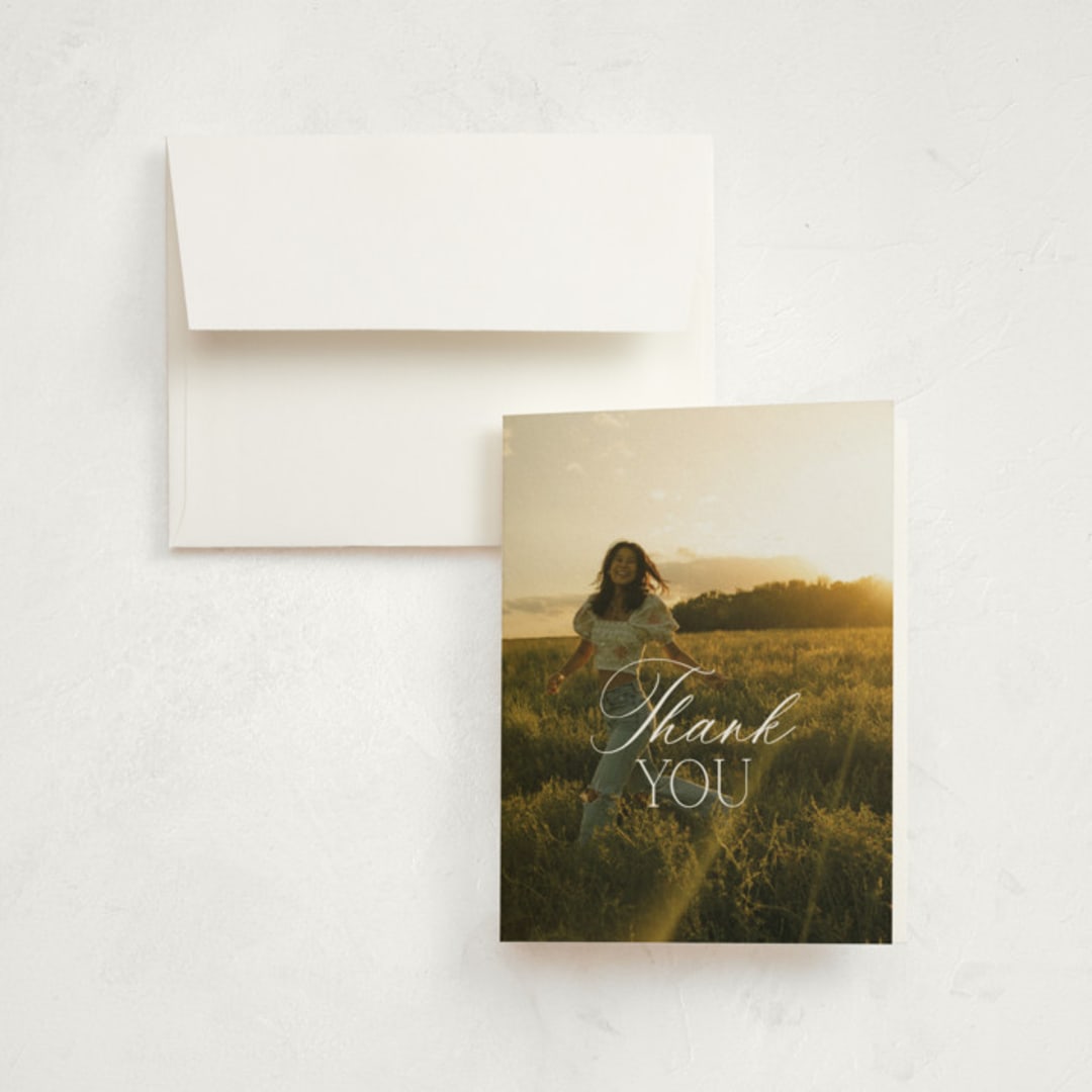 "Classic Allure" - Graduation Thank You Cards in Cotton by Oscar and Emma - Karly Depew - Front