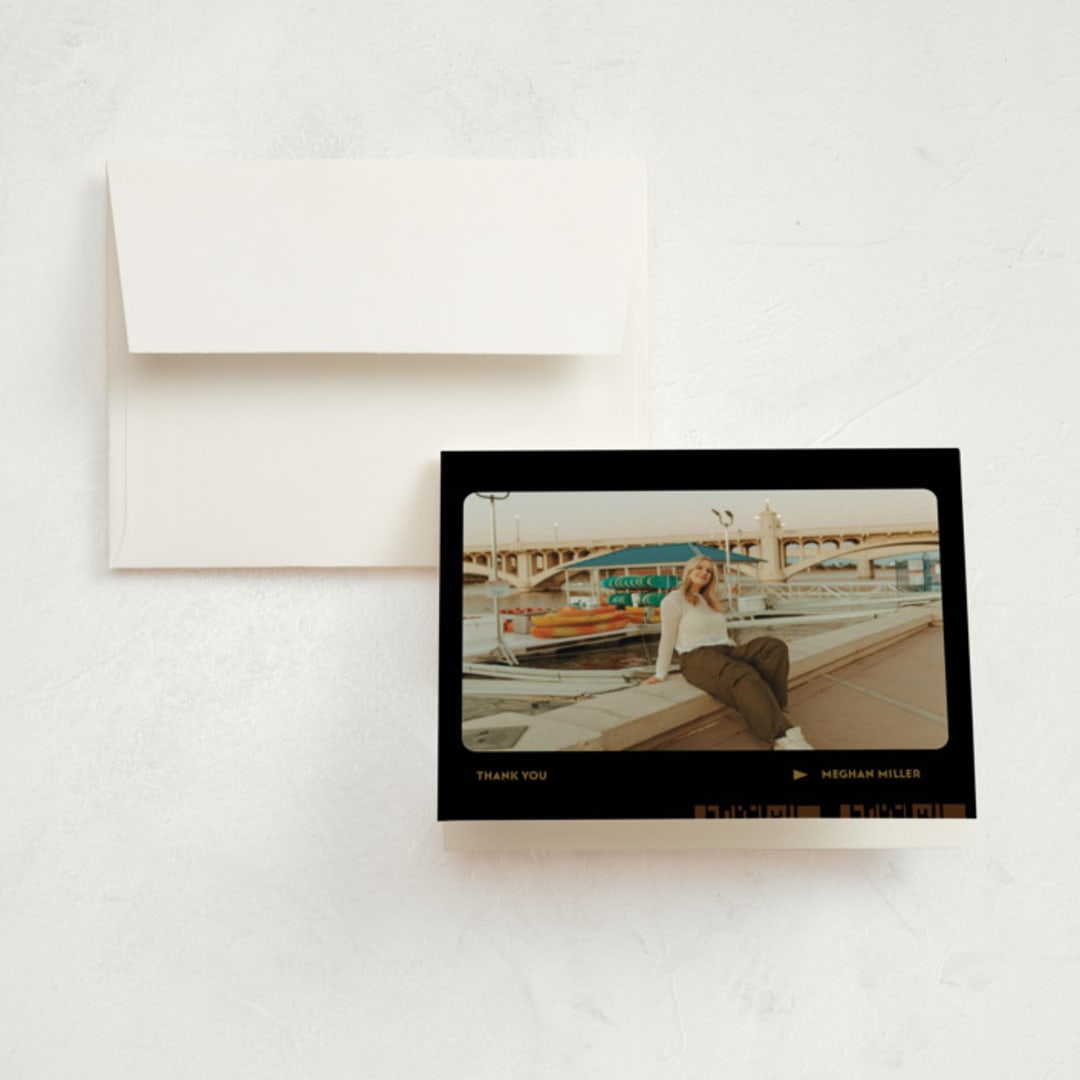 "Film Star" - Graduation Thank You Cards in Noir by Jenna Holcomb - Front