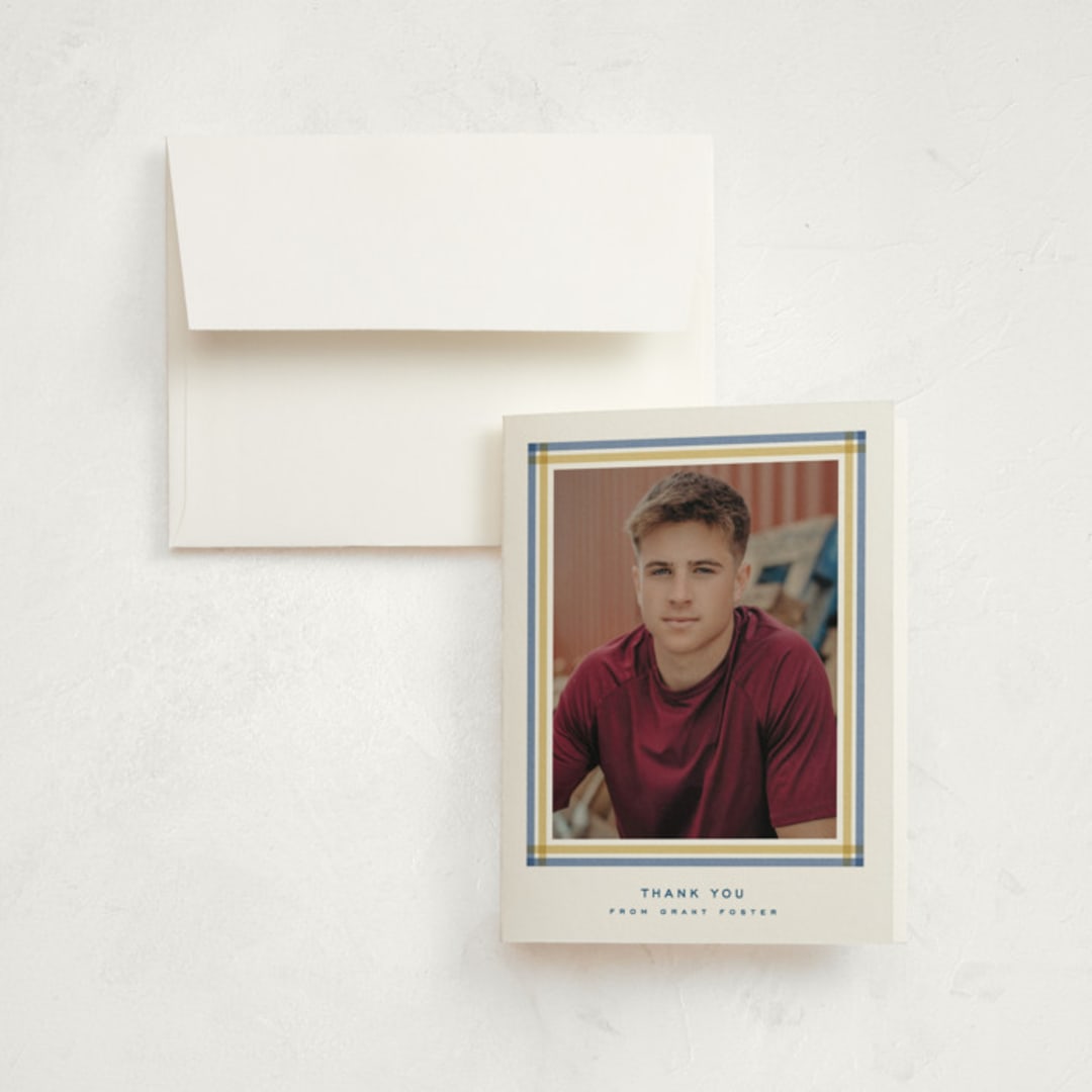 "Woven frame" - Graduation Thank You Cards in Night Sky by Lea Delaveris - Front