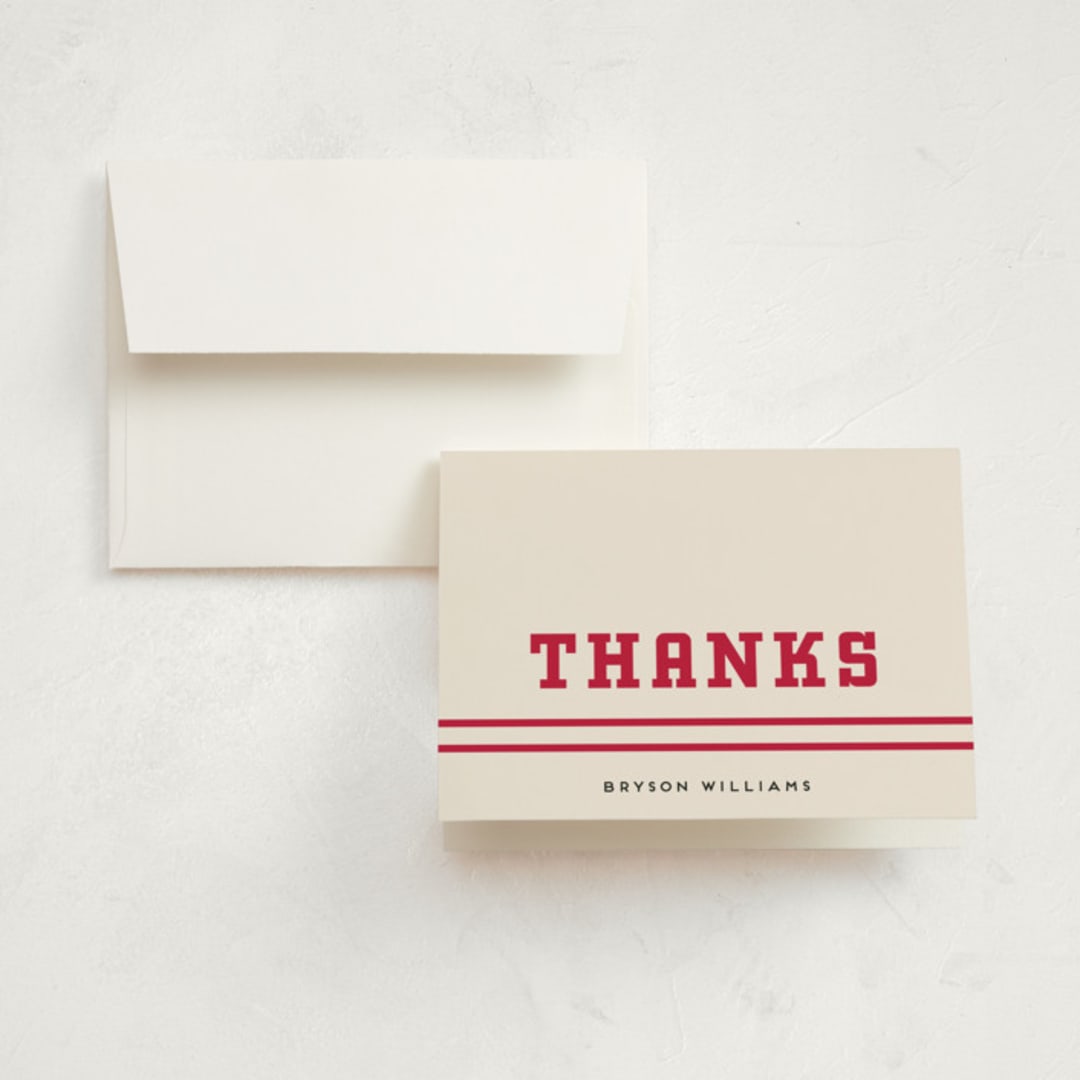 "Team Grad" - Graduation Thank You Cards in Cherry by Louise Kay - Front