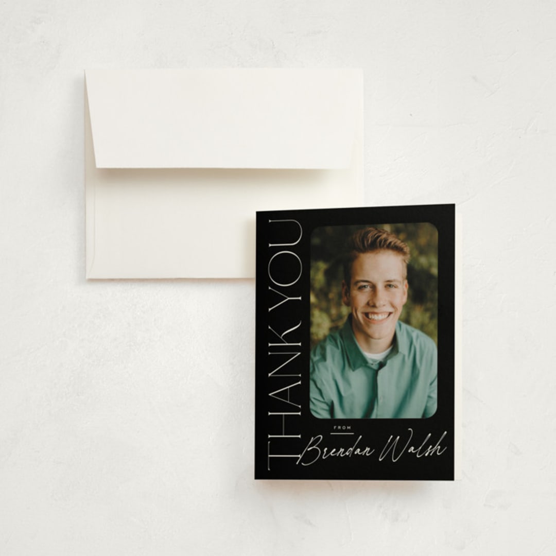 "Distinguished" - Graduation Thank You Cards in Eclipse by Everett Paper Goods - Front