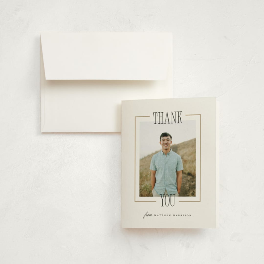 "Posh Party" - Graduation Thank You Cards in Tuxedo by Pink House Press - Front