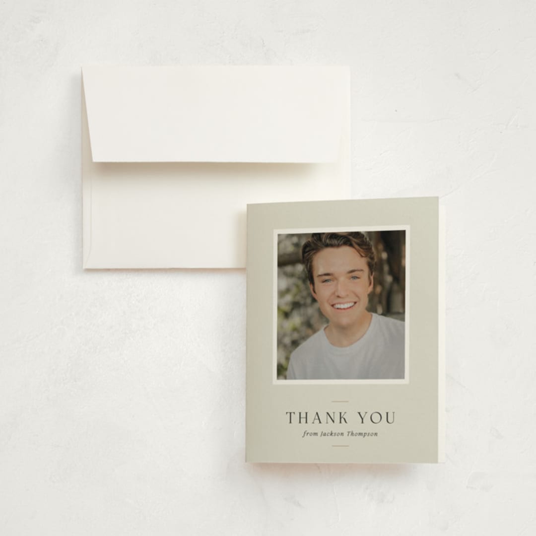 "A Trio" - Graduation Thank You Cards in Creamery by That Girl Press - Front