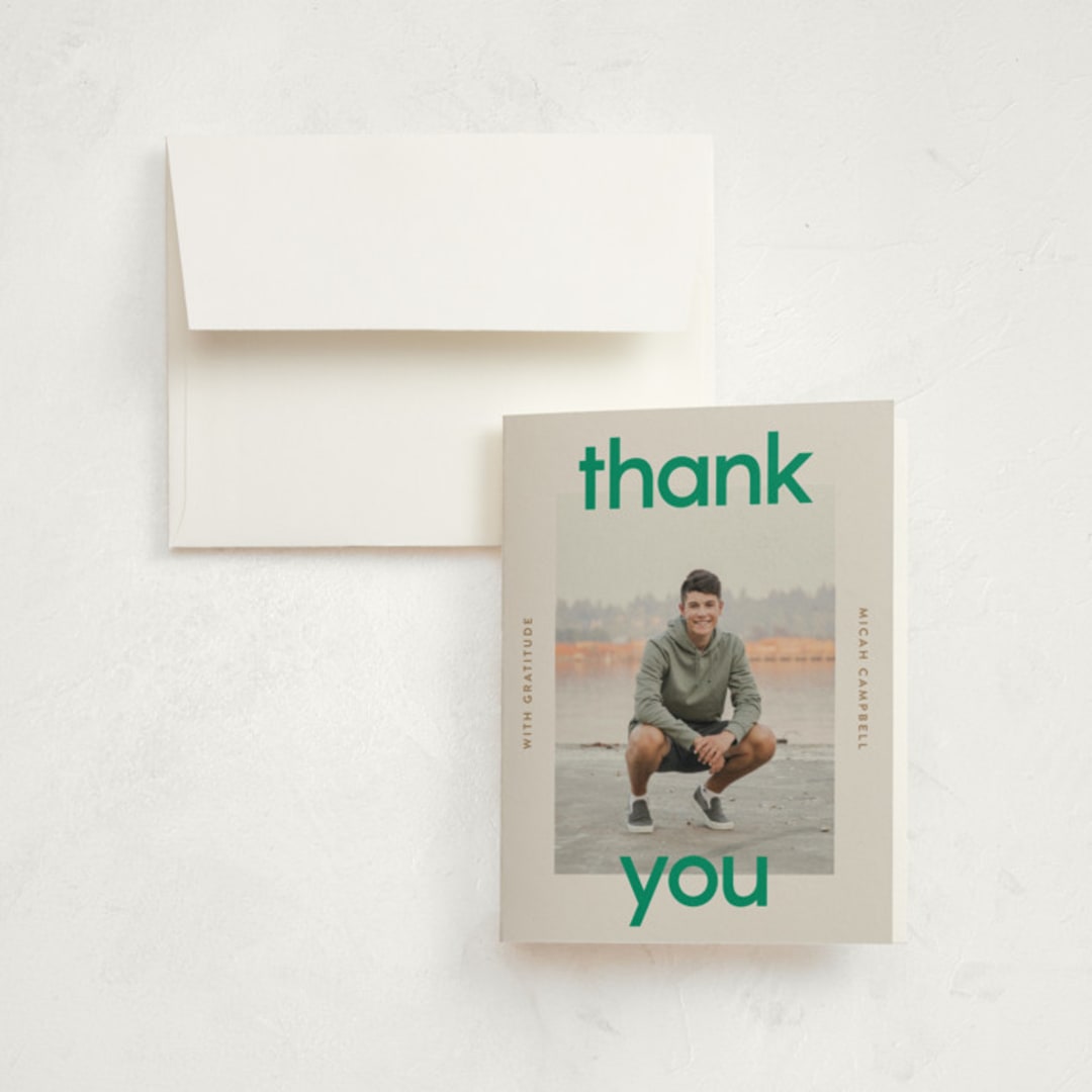 "School Color Duo" - Graduation Thank You Cards in Grass by Jackie Crawford - Front