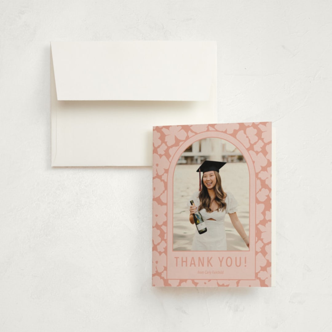 "Pink Graduation Announcement" - Graduation Thank You Cards in Petal by Aubrey Fairchild - Front